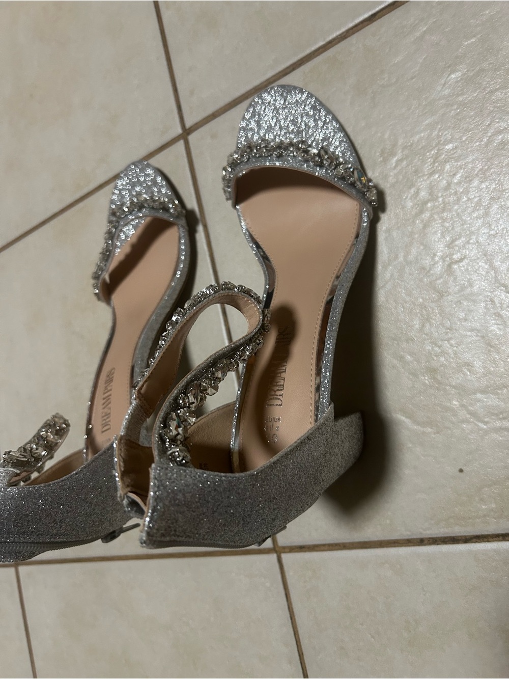 Sparkling Silver Ankle-Strap Evening Sandals - Picture 3 of 5